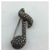 Marcasite Sterling Silver Music Note