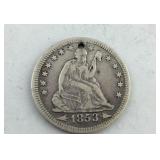 1853 Seated Liberty Quarter - hole