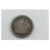 1841 Seated Liberty Dime - hole