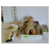 Dolls, three total - one cloth body with