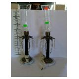 Prism lamps - pair of marble based pillar style