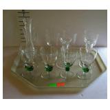 Glassware- set of four stemware with green snail