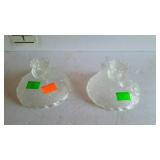 Candlestick holders - floral embossed glass