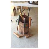 Nail keg with some old croquet mallets