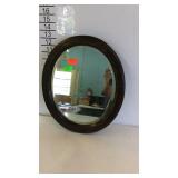 Nice early wall mirror, 14" high oval shaped with