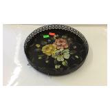 Floral decor painted 12" serving tray with wall