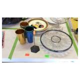 Glassware lot, snack and dip bowl, compote, meat