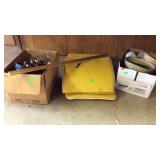 Misc stuff, 2 boxes planter baskets, yard stick,