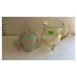 Glassware - yellow depression glass footed