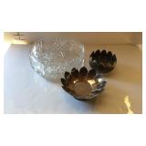 Group - Crystal octagonal bowl, silver-plate