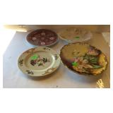 Painted china - Limoges floral 12" wall plate,