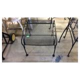 Wrought Iron ottoman stool black color with mesh