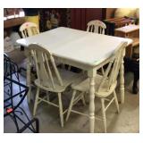 Farm kitchen table and 4 chairs, white painted