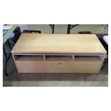 Modern maple storage cabinet, top has the flip up