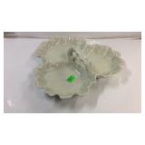 Pottery center handled snack dish, made in France