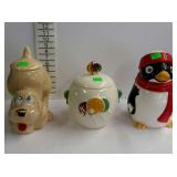 Group of three cookie jars, do show wear and