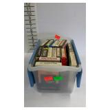 8-Track tapes in small locking lid tote