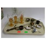 Misc - set of four amber stem etched wine