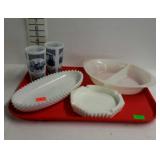 Milk glass - English hobnail celery dish, hobnail