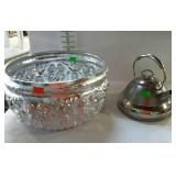 Misc - 14" diameter metal planter, and stainless