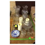 Group of glass floral vases, and glass flower