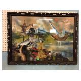 Asian Wall Art work, framed with very colorful