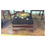 Early Parlor Footstool, old walnut wooden framed