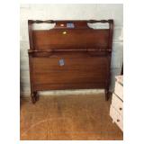 1930s mahogany twin size bed with decor carved