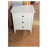 Modern 3 drawer bedside stand, decor carved