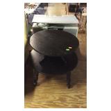 Black Painted Drum end table top shelf is 24"