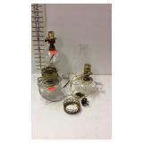 Lamp Lot, 3 clear glass lamp bases with only one