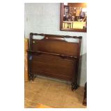 Mahogany twin size Bed, depression era bed with