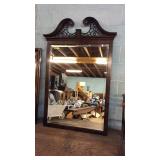Mahogany Wall Mirror, fancy carved arched top