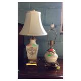 Two Vanity or Dresser Lamps, brass and ceramic