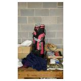 Group lot of misc stuff, golf bag, tote bag, etc