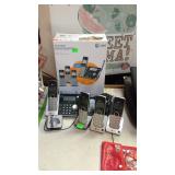 Phone system set with box, AT&T, 4 handset group