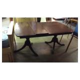 Dining Table mahogany double pedestal table brass