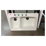 Double section kitchen sink, nice heavy enamel