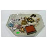 Tray of costume jewelry