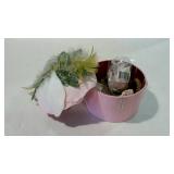 Feathered container with Costume jewelry
