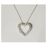 Sterling Silver White Topaz Heart Shaped Necklace