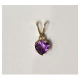 10KT Yellow Gold Amethyst Aquamarine Heart Shaped