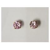 10KT Yellow Gold Pink Cubic Zirconia Stud