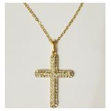 Brass Chain with Crystal Cross Pendant