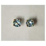 14KT Yellow Gold Blue Topaz Stud Earrings