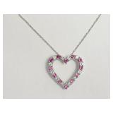Sterling Silver Created Pink Sapphire & Cubic