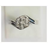 Sterling Silver 7 Diamond (approx 3.00g) Floral
