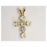 10kt Yellow Gold Moonstone (0.37ct) Cross Pendant