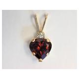 10kt Yellow Gold Garnet (1.00ct) & Cubic Zirconia