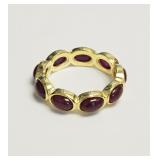 Sterling Silver Gold Plated 9 Ruby (approx 4.07g)